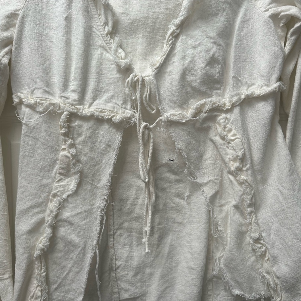 Women's White Ruffled Top - Picture 2 of 3